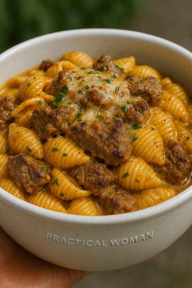 Creamy Paprika Steak Shells Recipe