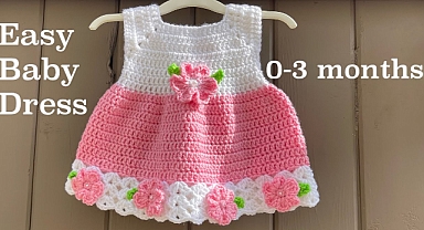 How to crochet a Baby dress 0-3 months
