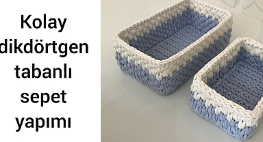 Easy Rectangular Base Basket Making From Combed Cotton Yarn