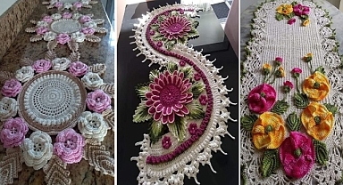 68 CROCHET TABLE RUN models | TABLE RAIL