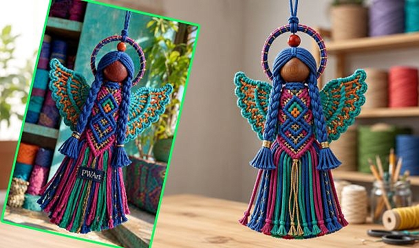 How to Make a Colorful Macramé Angel Ornament