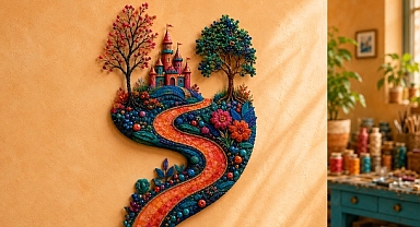 DIY Fantasy Castle Wall Art with a Mosaic Path