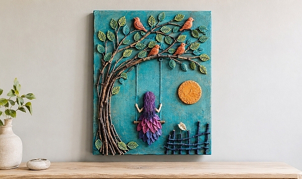 DIY Tree Branch Wall Art: Girl on a Swing Tutorial