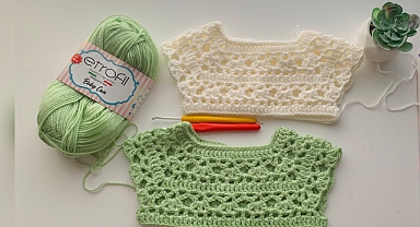 Crochet yoke for baby 0 to 3 months - Using thick wool
